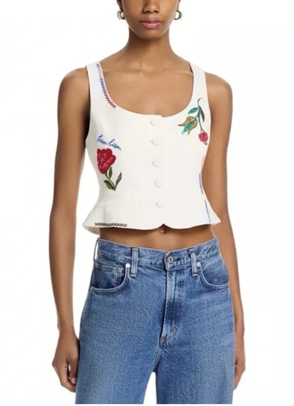 Cinq a Sept Summer Love Rowena Top in Ivory Multi